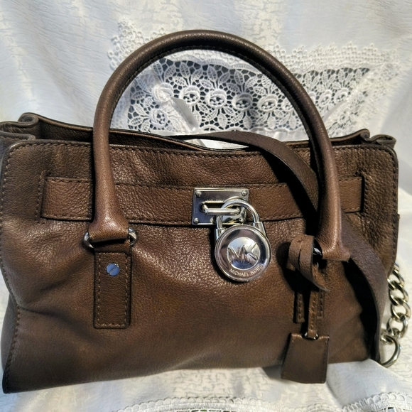 MICHAEL Michael Kors Handbags - Michael Kors Hamilton Genuine Leather Brown Satchel Shoulder Bag